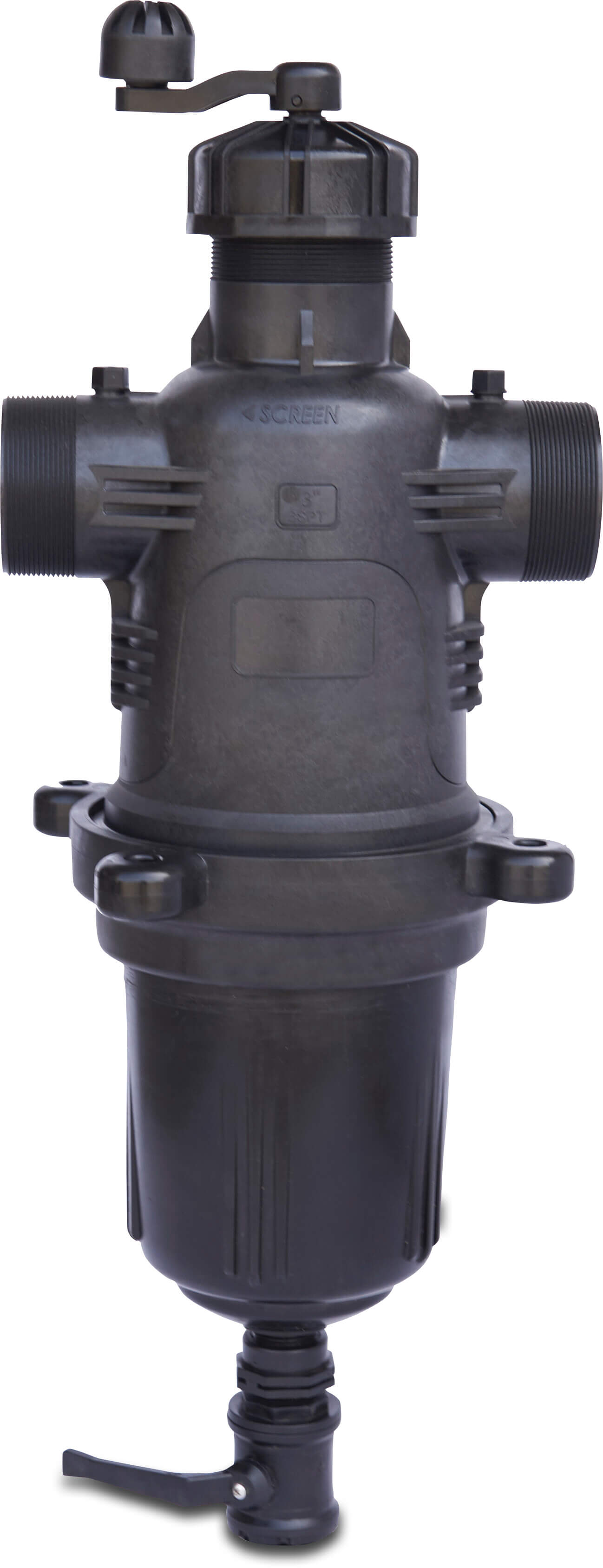 Tavlit Halbautomatischer Filter glasfaserverstärktes Nylon 2" Außengewinde 10bar 120micron 0,12 mm Edelstahl 316 Schwarz Typ Adir Super