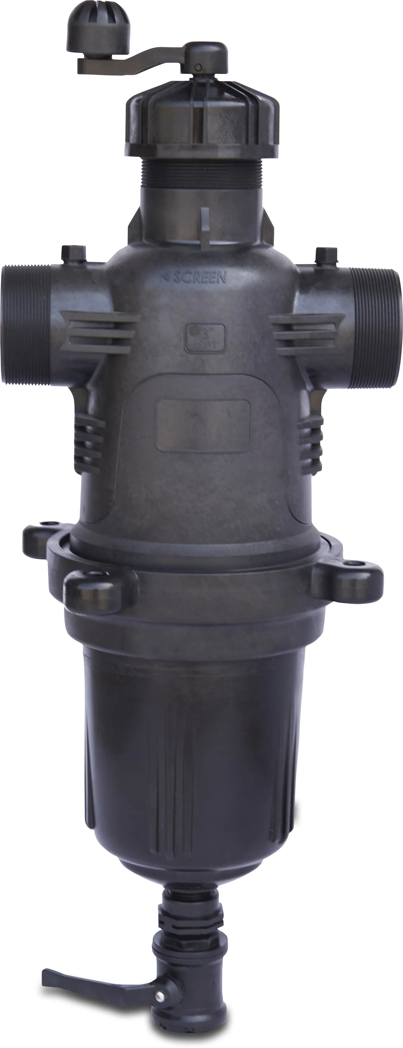 Tavlit Halbautomatischer Filter glasfaserverstärktes Nylon 2" Außengewinde 10bar 120micron 0,12 mm Edelstahl 316 Schwarz Typ Adir Super