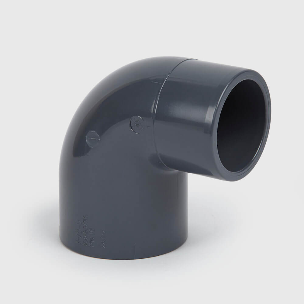 VDL Knie 90° PVC-U 50 mm x 40/50 mm lijmmof x lijmmof/spie 10bar grijs
