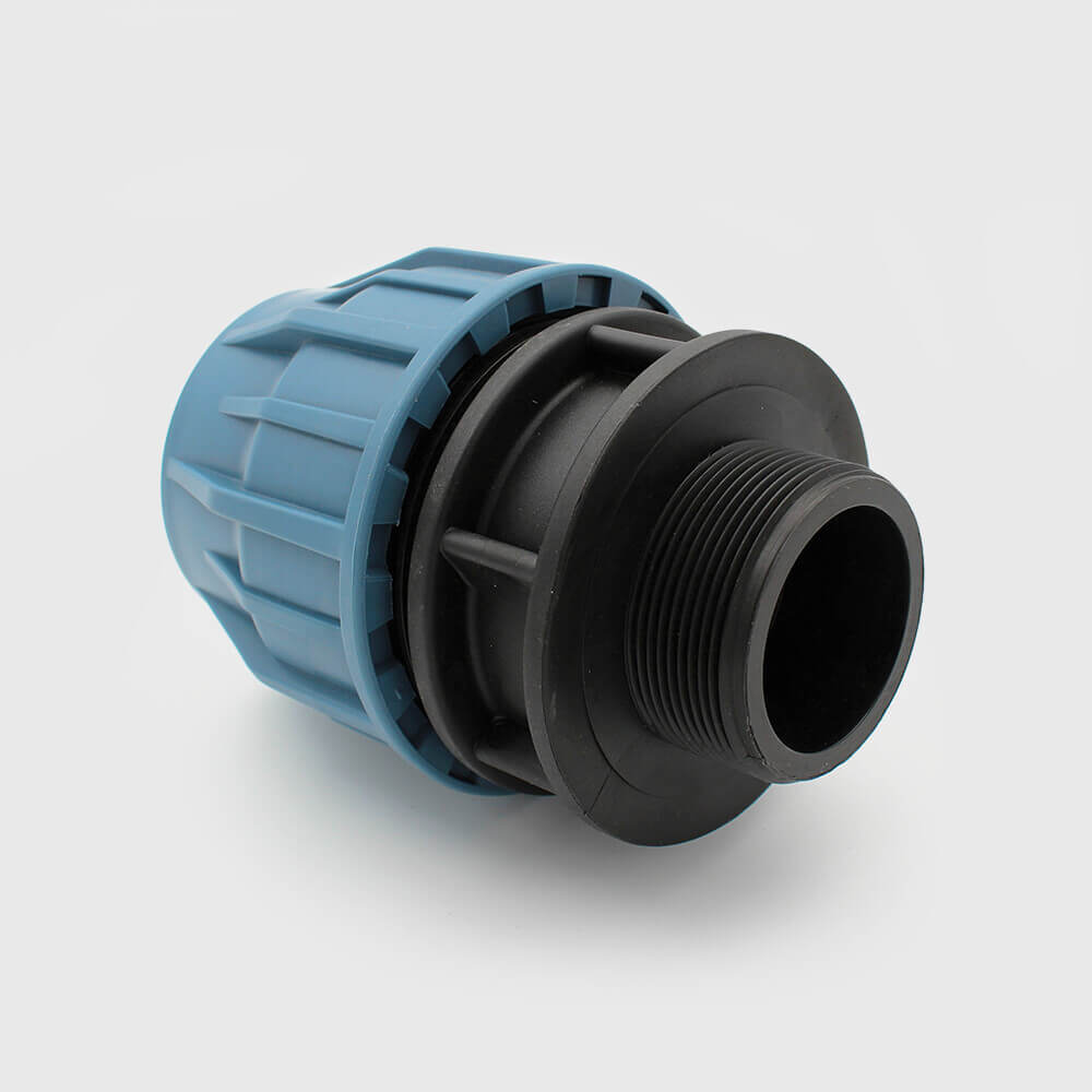 Jason Aansluitstuk PP 32 mm x 1" knel x buitendraad 16bar zwart/blauw DVGW/KIWA/WRAS/SVGW