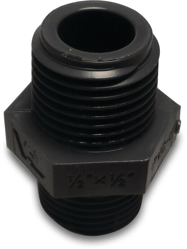 VDL Nippel PVC-U 1" udvendig gevind 16bar grå