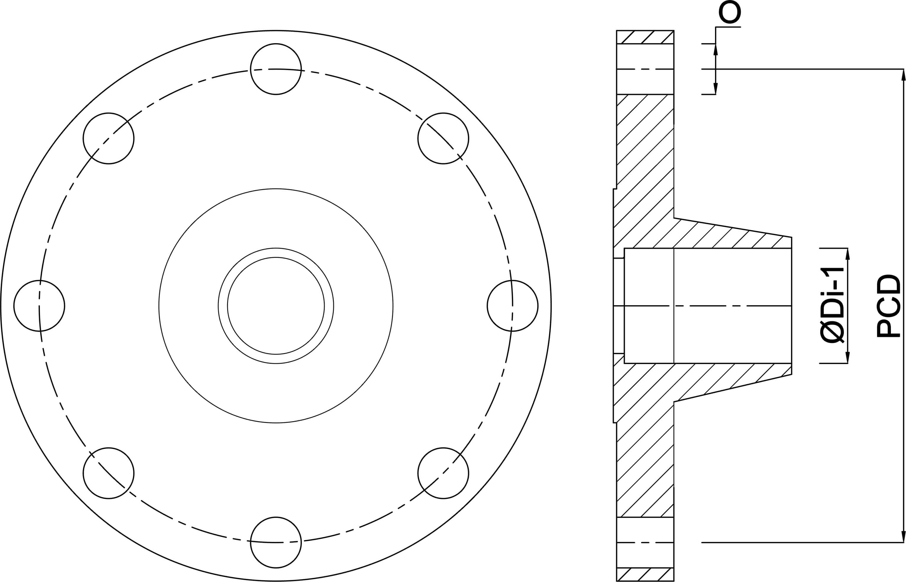 Profec Flange welding neck steel DN80 x 88,9 mm DIN flange x butt welding black PN16