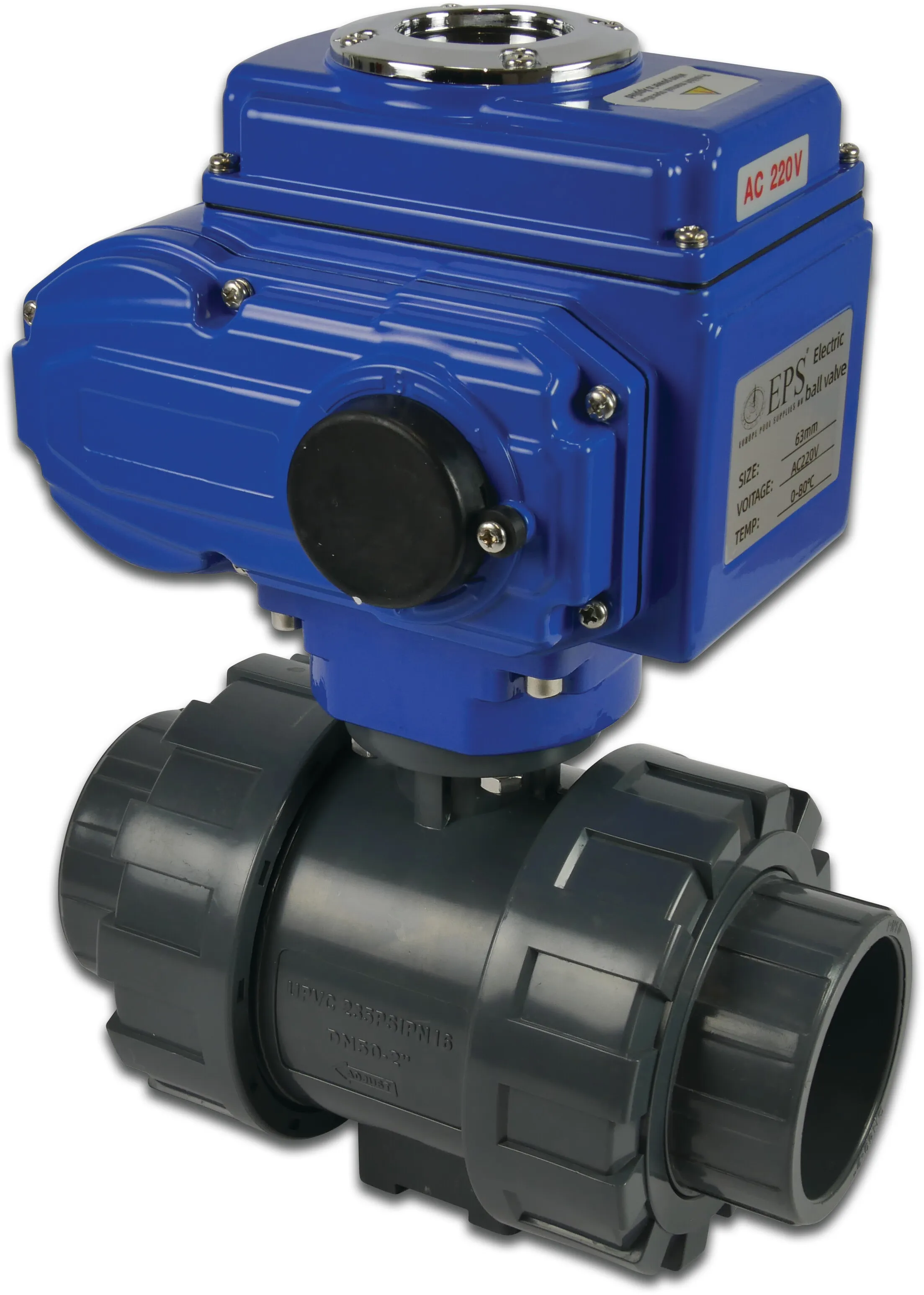 Electric ball valve bottom suction 50/63cm
