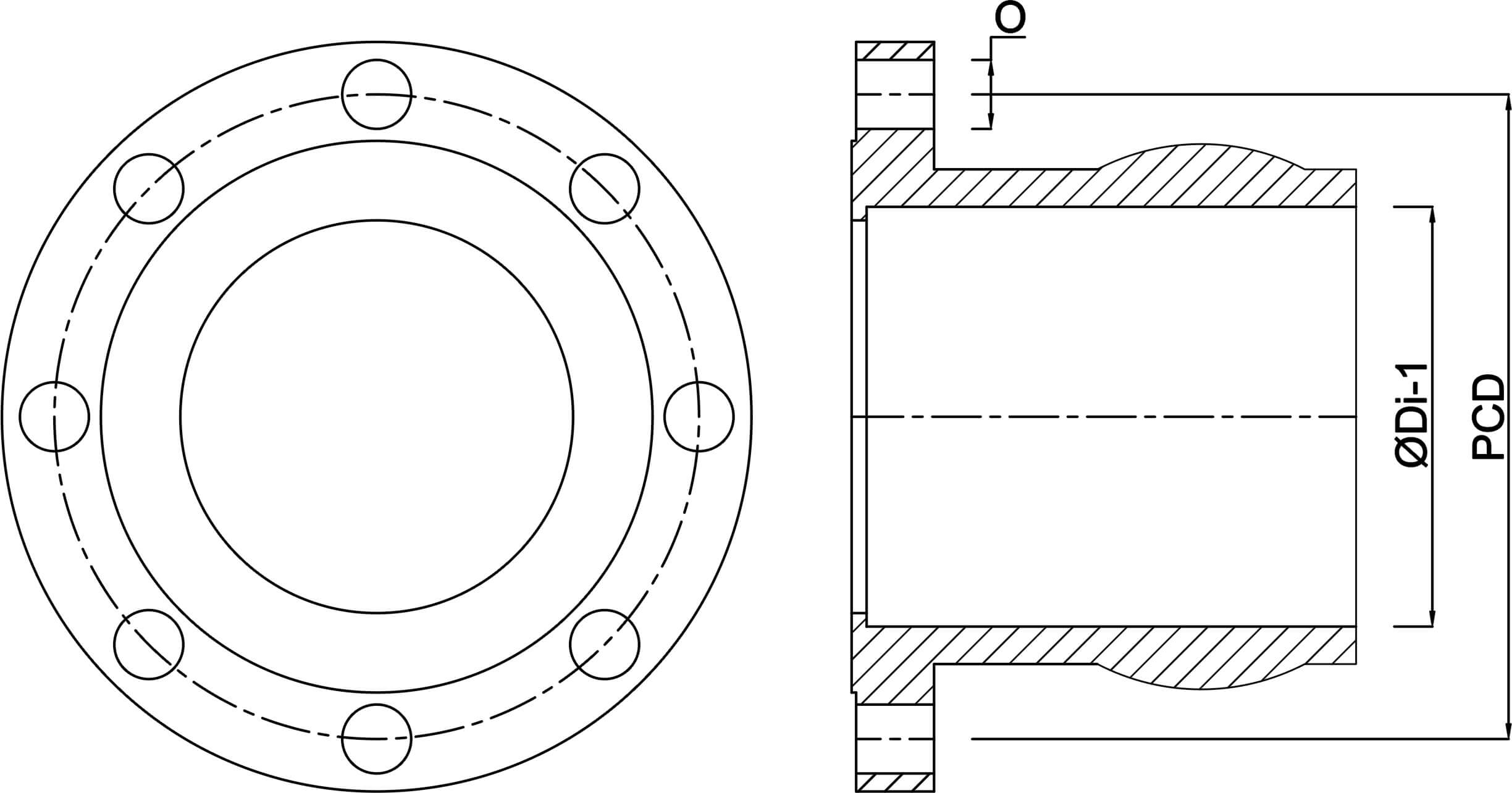 Profec Adaptateur à bride fonte ductile (GGG40) enduit époxy 110 mm x DN100 manchette x bride DIN 10bar DN100 bleu PN10/16 type E-KS