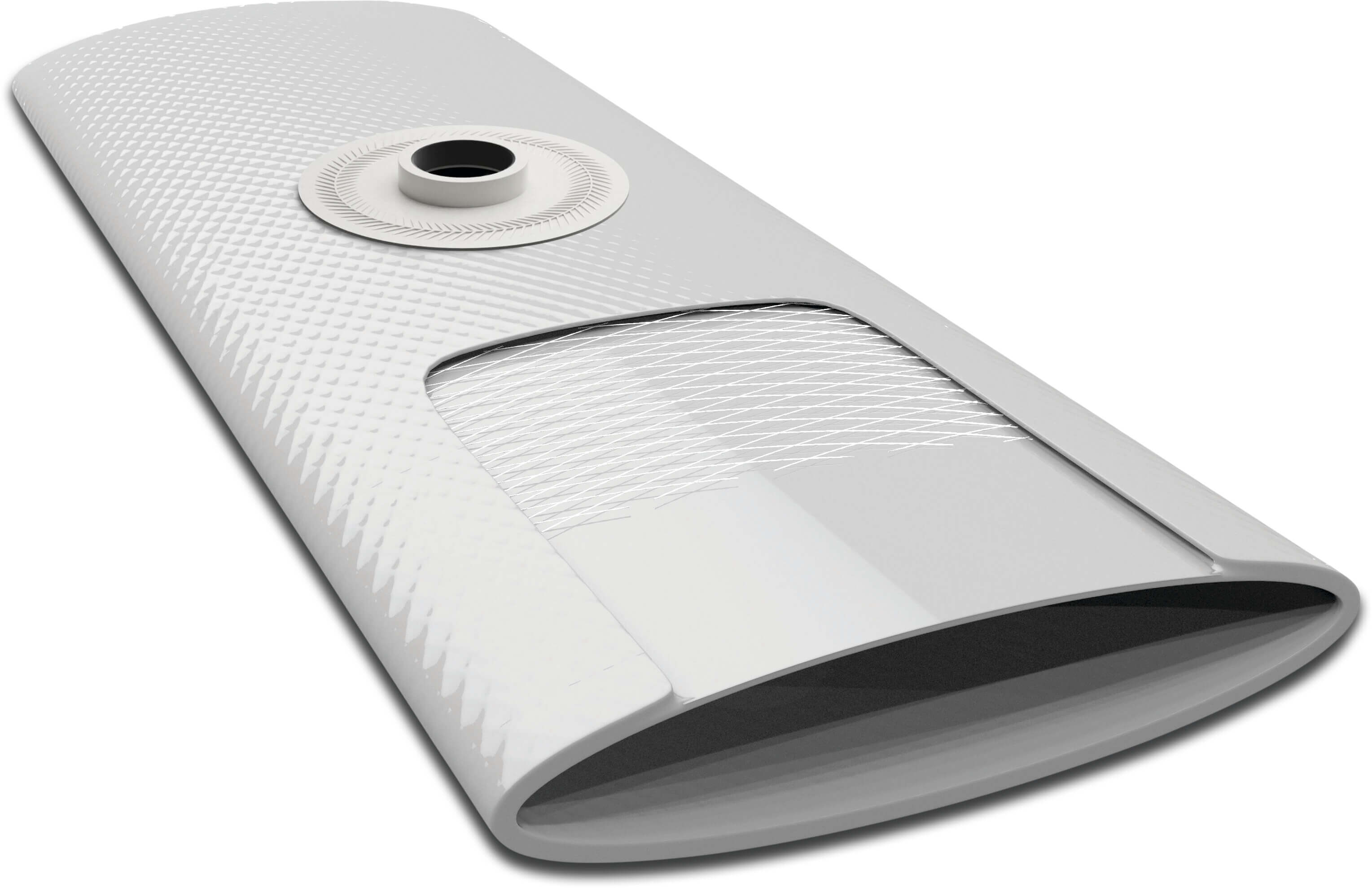 Flat hose PE 76 mm 2bar 1/2" white 50cm 100m type with start connector