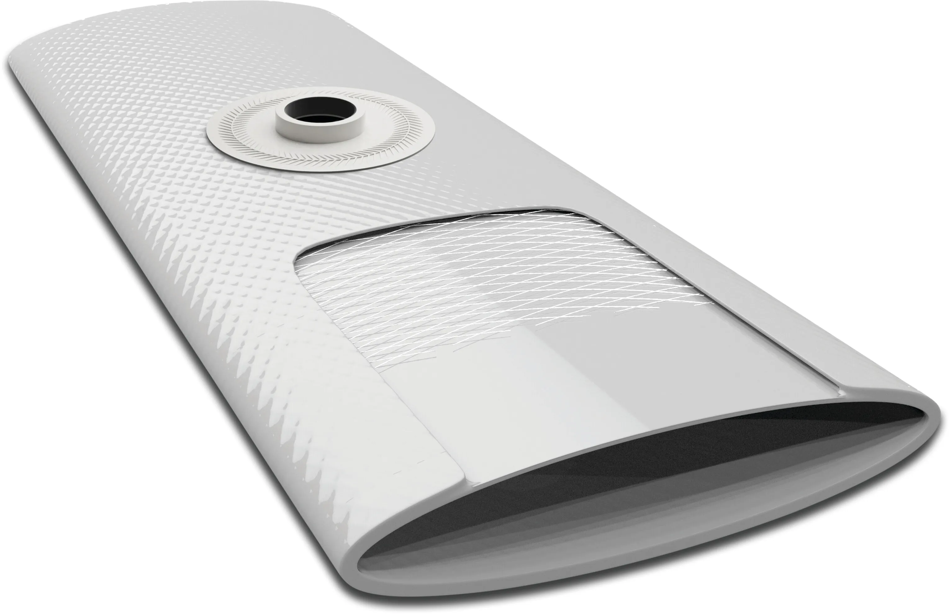 Flat hose PE 76 mm 2bar 1/2" white 50cm 100m type with start connector