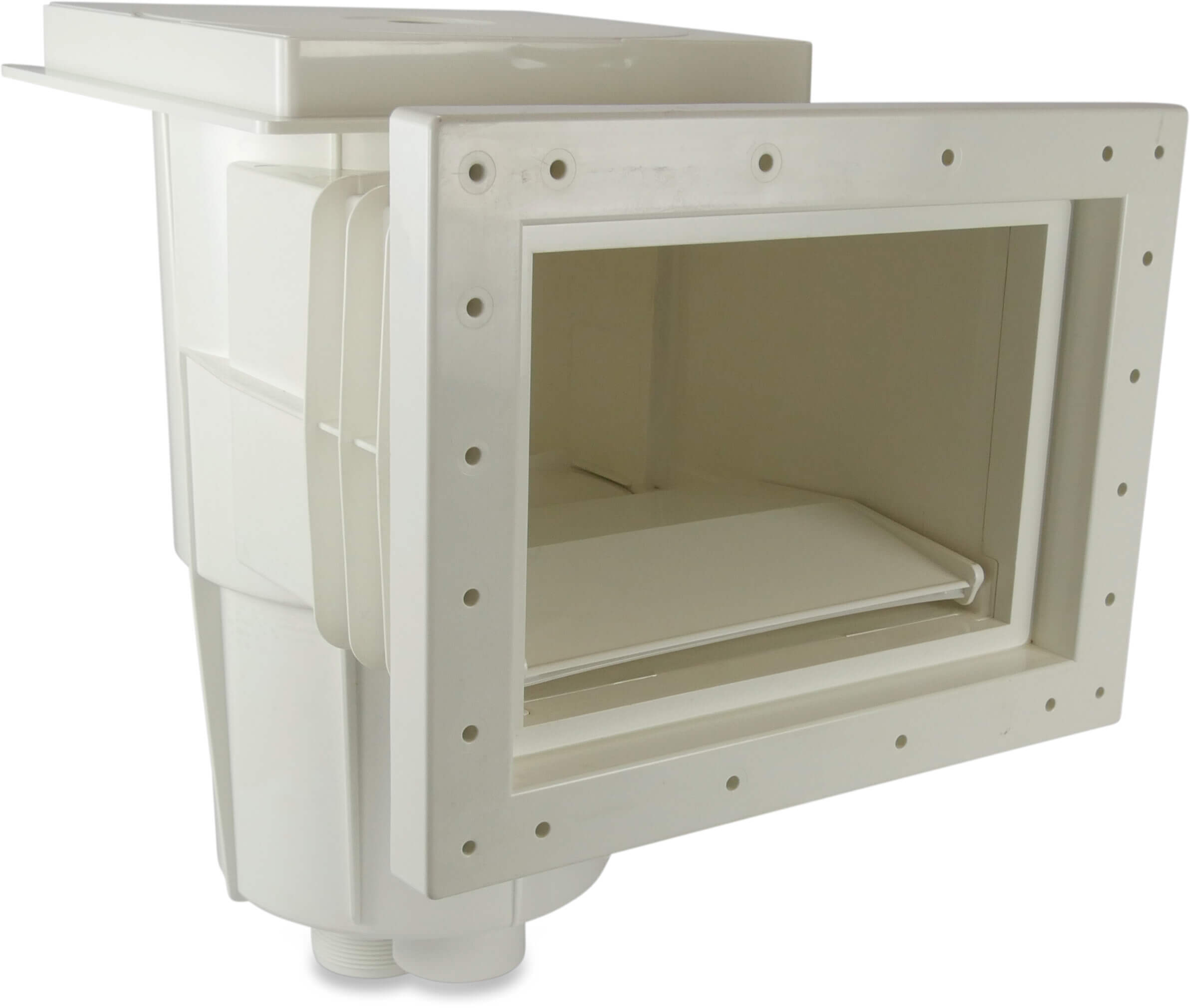 Flotide Skimmer ABS 50 mm x 2 - 1 1/2" glue socket x male thread/female thread white rectangular type Standard slope