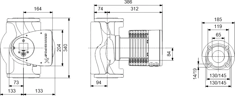 Grundfos Pompe de circulation à vitesse variable fonte DN65 bride 10bar 2.12A 230VAC noir/rouge WRAS type MAGNA3 65-80F (340)