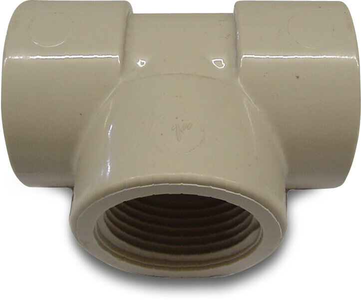 T-stykke 90° PP 1/2" indvendig gevind 10bar beige
