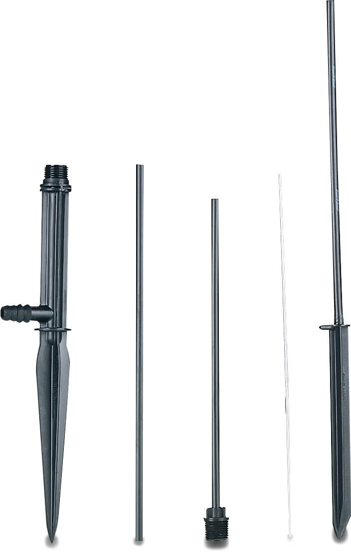 Rain Bird Pløk plastik 6 mm modhage 3.5bar 30cm sort type PFR/RS