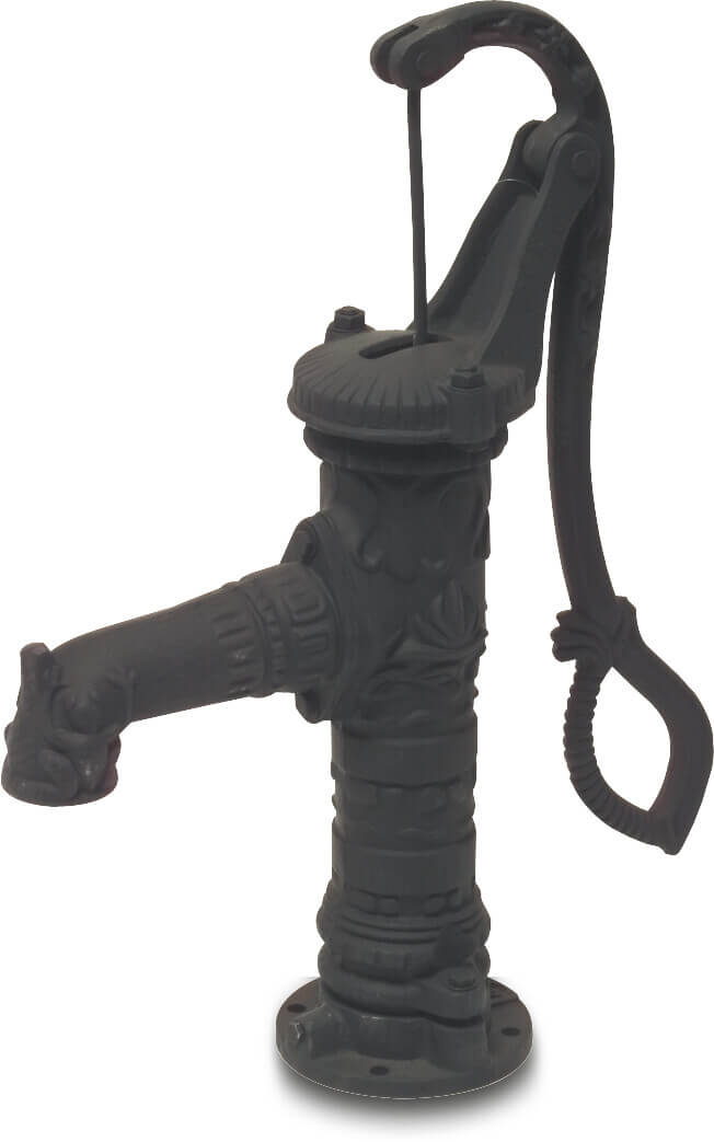 Pompe à main fonte 1 1/4" filetage femelle noir type Nostalgique bride ronde