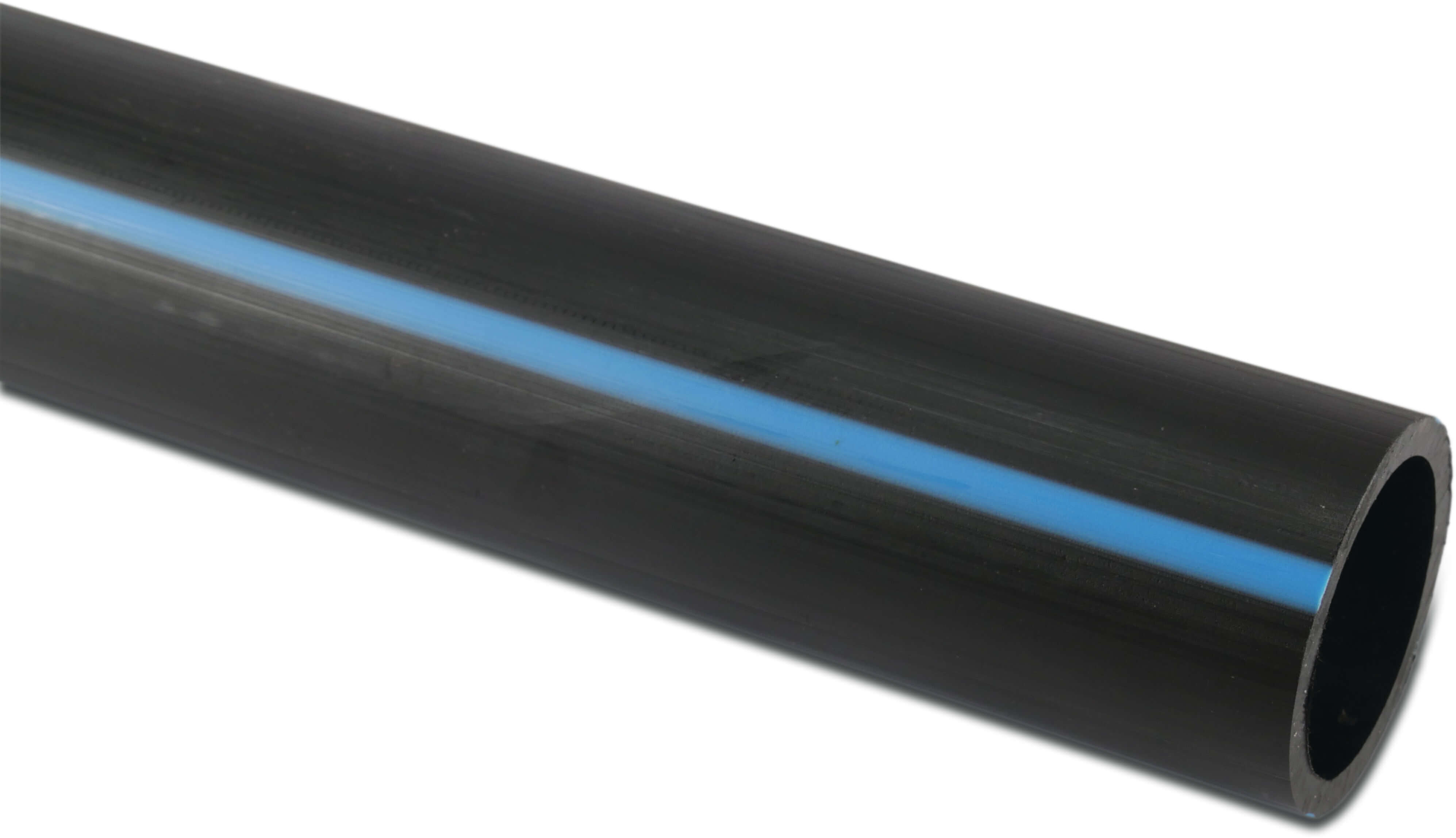 Pressure pipe PE80 32 mm x 3,0 mm plain SDR11 12,5bar black/blue 6m DVGW
