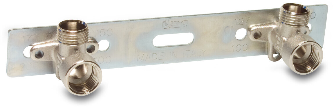 Multi-Fit Doppelte Wandwinkel 90° Messing Vernickelt 1/2" Innengewinde x Außengewinde 20bar KIWA