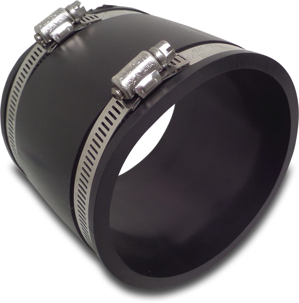 Flexible socket PVC elastomer 4" x 110 mm clamp black