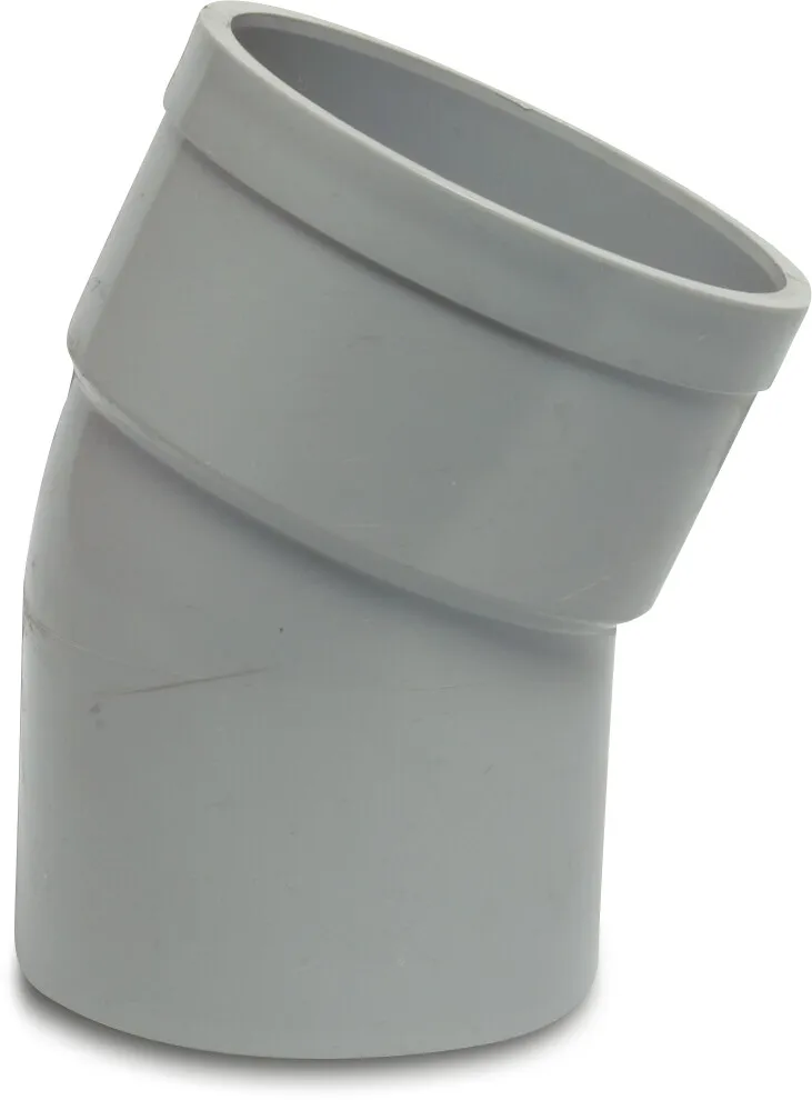 Bocht 22° PVC-U 125 mm lijmmof x spie grijs KOMO