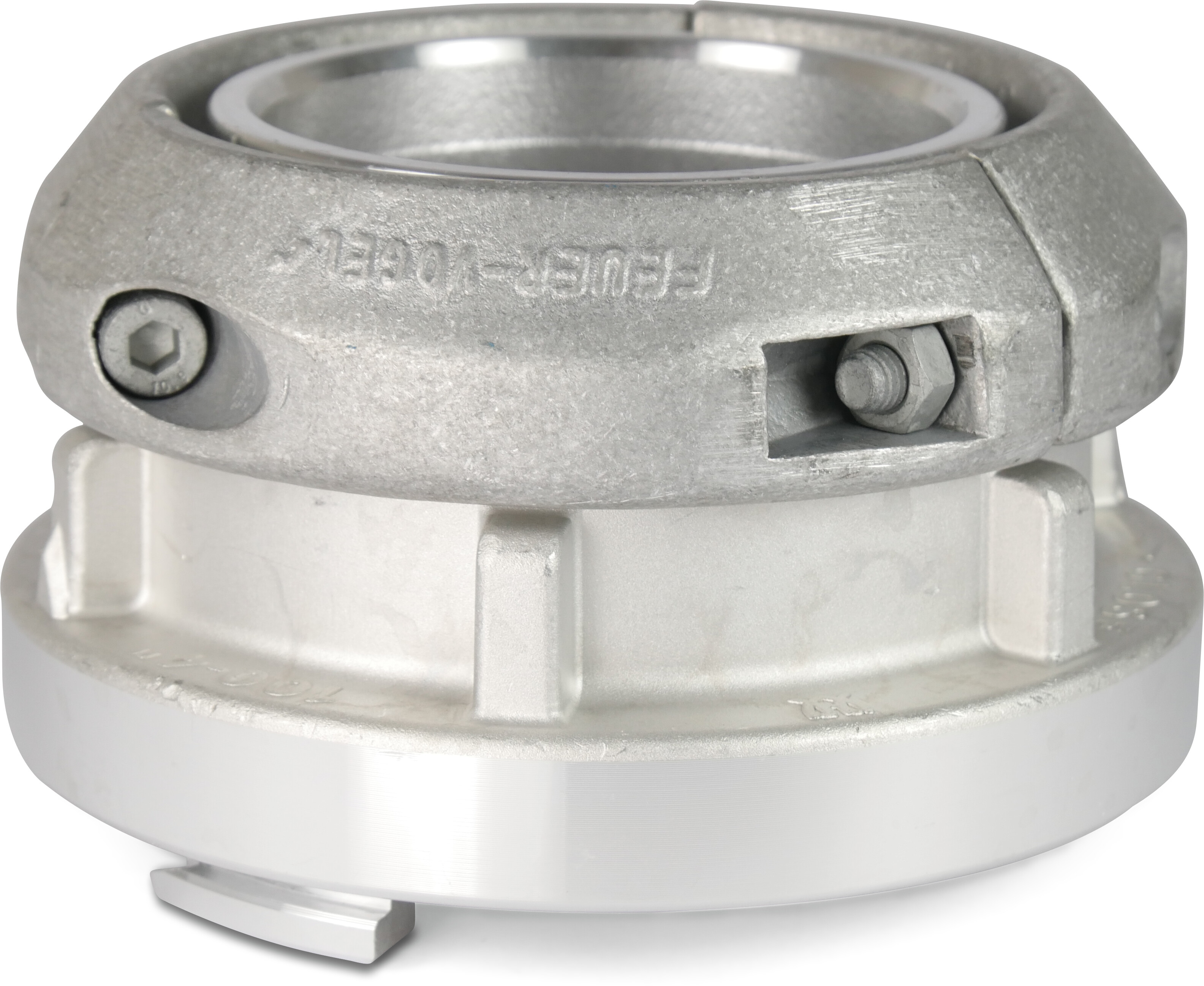 Quick coupler forged aluminium 100 mm hose tail CD 115 15bar type Storz with clamps for flathose