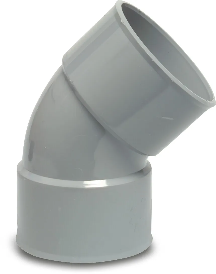 Drainage bend 45° PVC-U KOMO glue socket grey