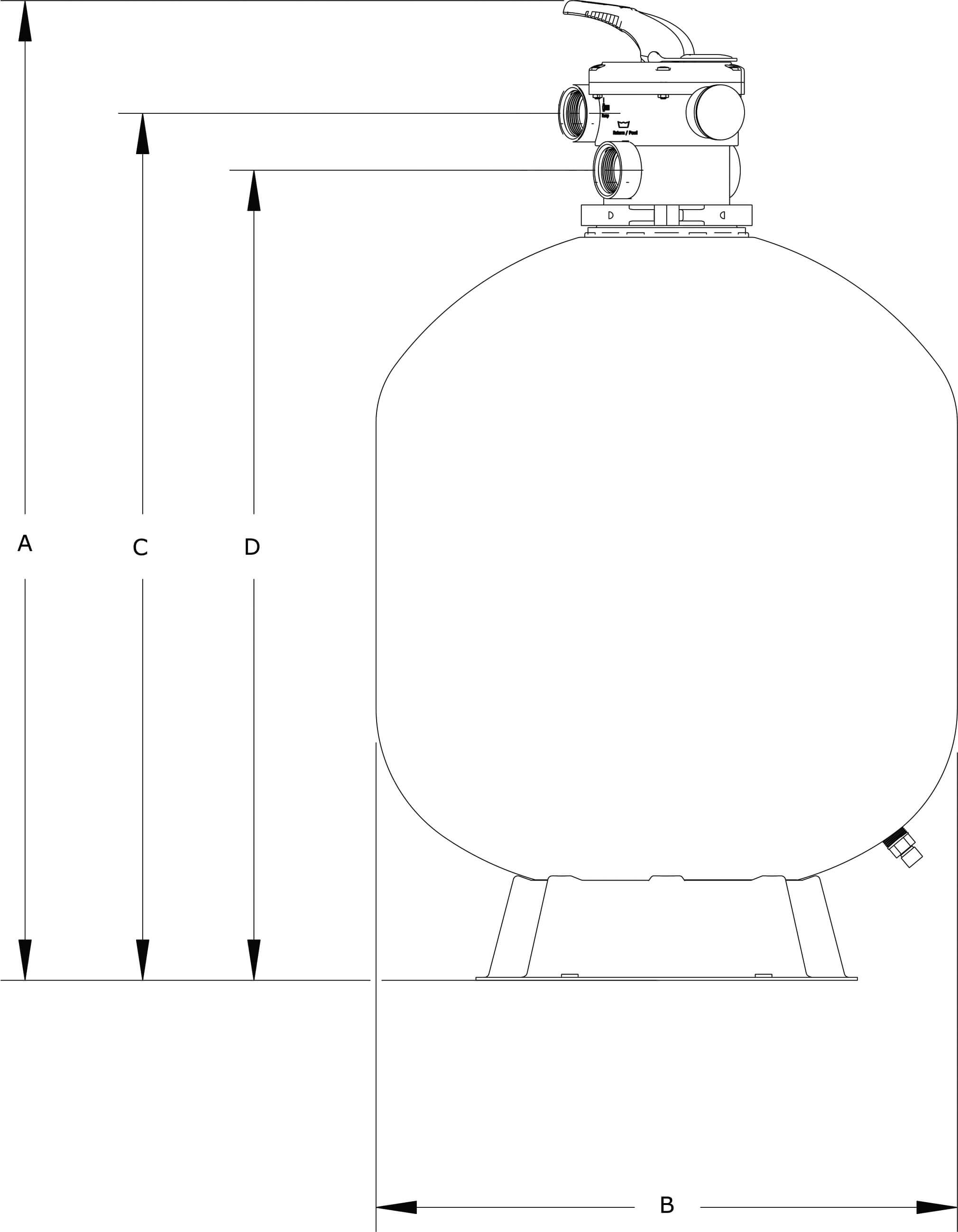 Sandfilter PP 50 mm / 1 1/2" Innengewinde 3,75bar Beige Typ T450