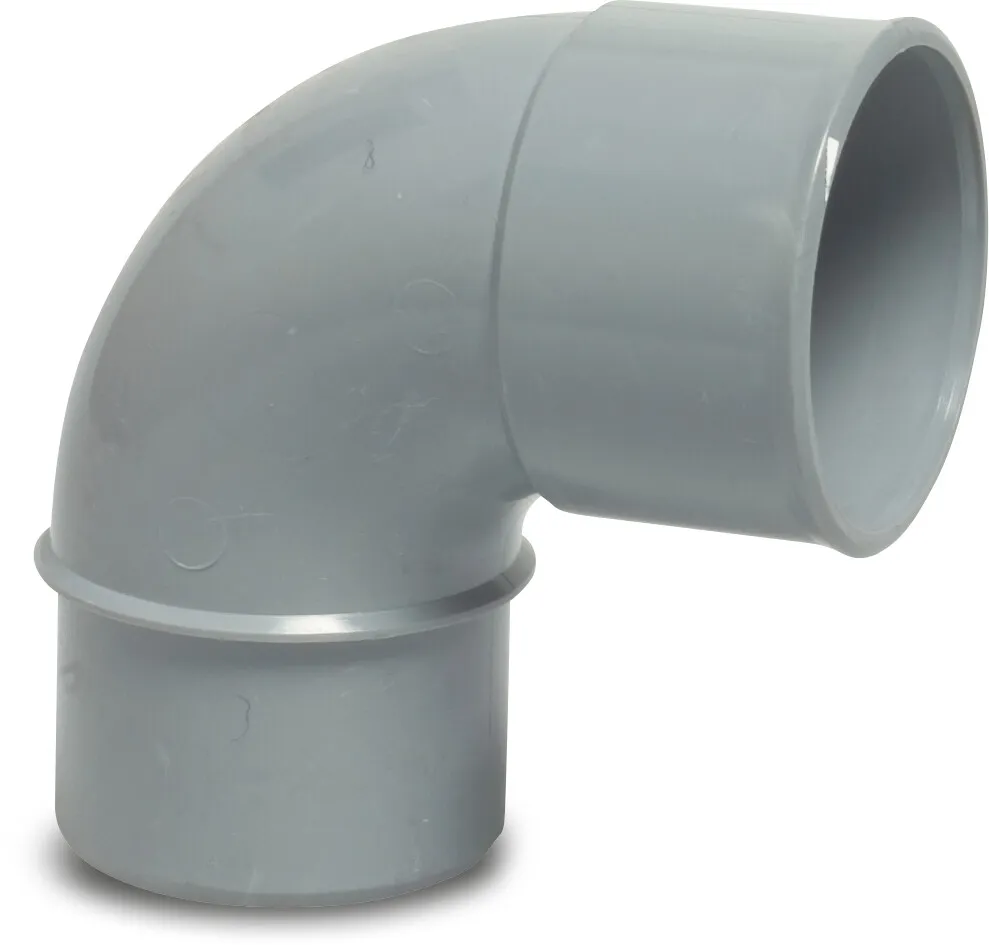 Bend 90° PVC-U 75 mm glue socket x spigot grey KOMO