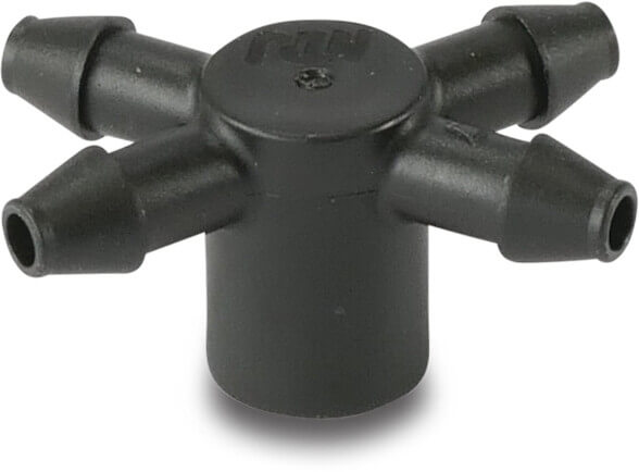 NaanDan 4 outlets Cross plastic barbed x taper F x barbed black type Click Tif