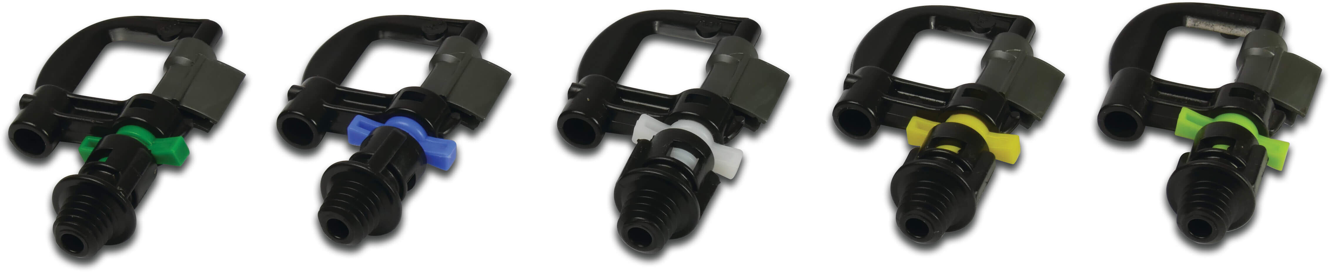 NaanDan Micro sprinkler plastic 3/8WW male thread 1,8 mm 360° bright green type Hadar 7110, inverted