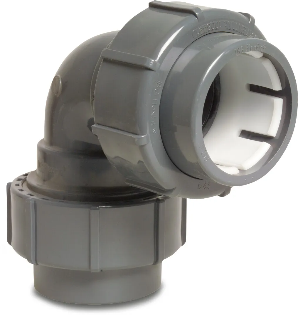 Knie 90° PVC-U 50 mm knel 4bar grijs