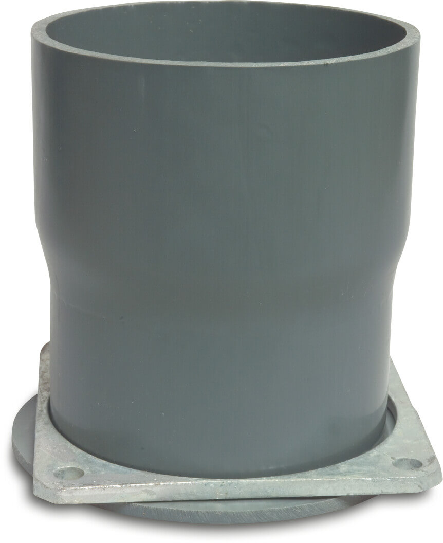 Adaptor socket PVC/steel 6" x 160 mm square flange x glue socket