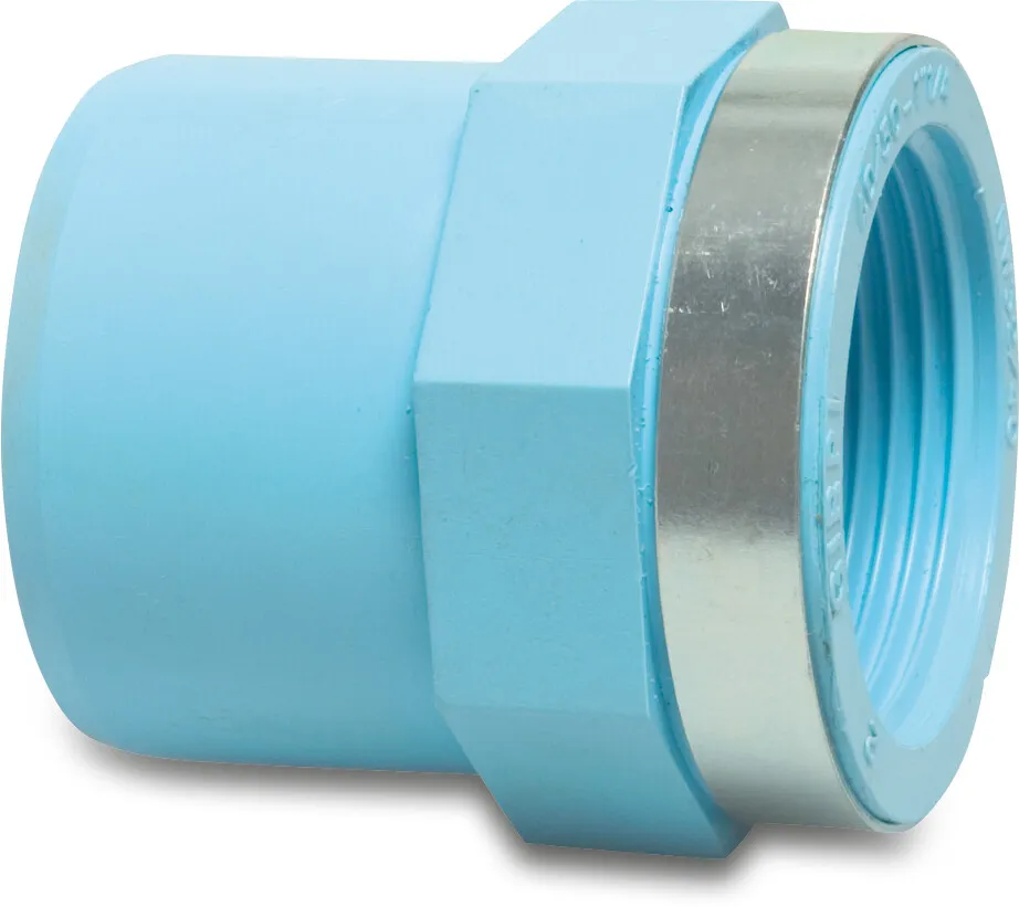 Adaptor socket PVR 25 mm x 3/4" glue socket x female thread 12,5bar blue type reinforced