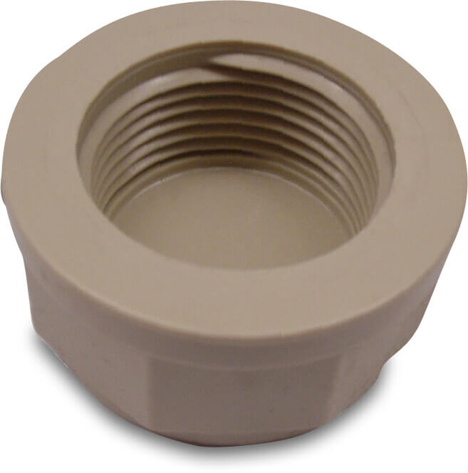 Slutmuffe PP 1" indvendig gevind 10bar beige