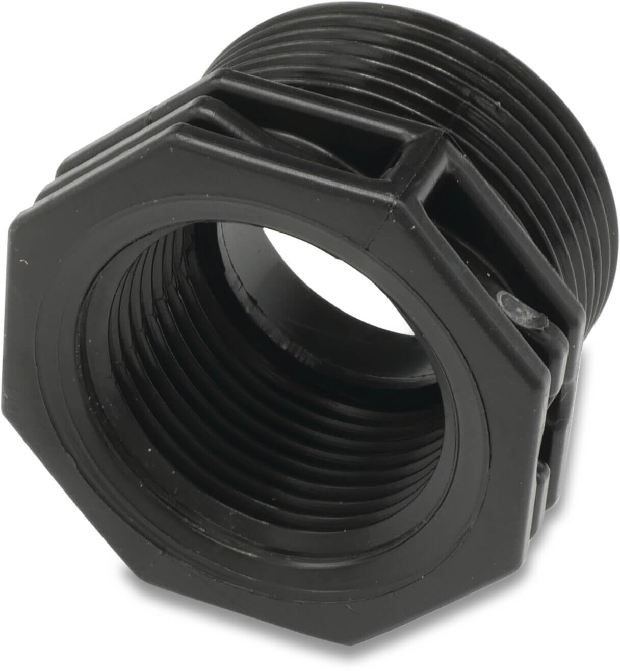 Reducer bush PP 2" x 1 1/2" male thread x female thread 10bar black