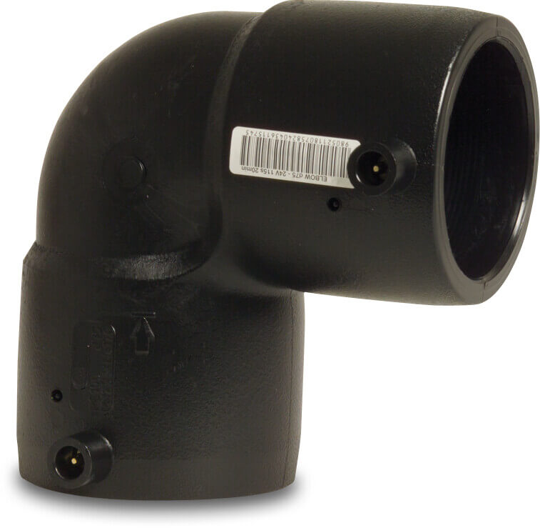Profec Elbow 90° PE100 160 mm electrofusion socket SDR11 40VAC 10bar 16bar black DVGW