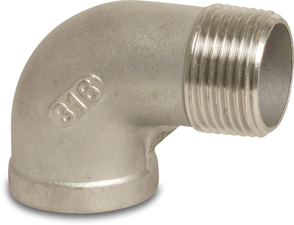Profec Nr. 92 Vinkel 90° rustfri stål 316 1/4" indvendig gevind x udvendig gevind 16bar