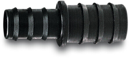 Straight connector PP 20 mm x 16 mm barbed black