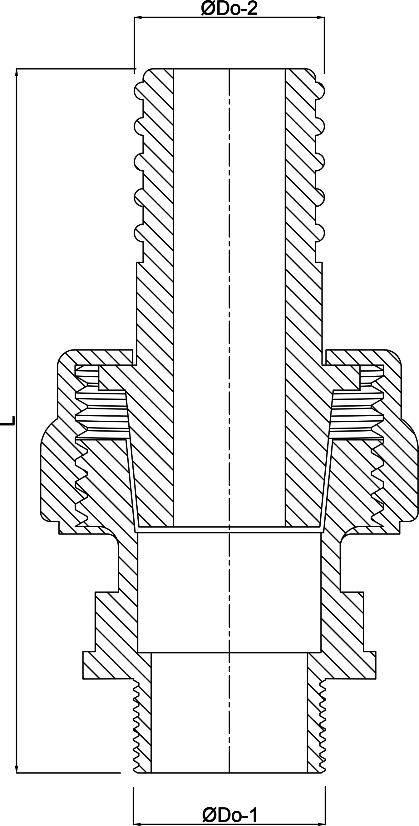 Raccord union PA (nylon) 1" x 25 mm filetage mâle x embout 16bar blanc