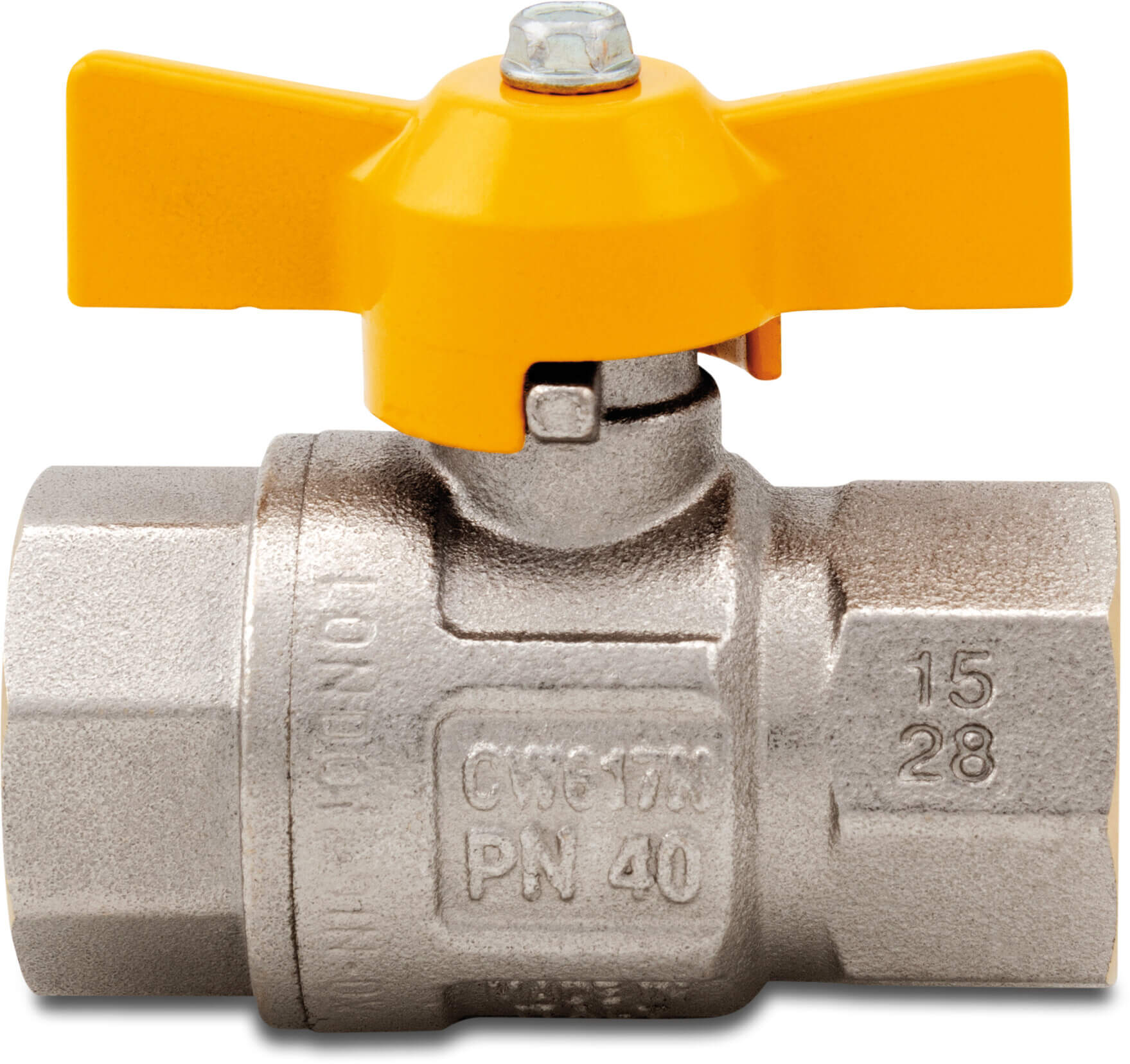 Itap Ball valve brass nickel plated 1" female thread 5bar DN25 DVGW type 068