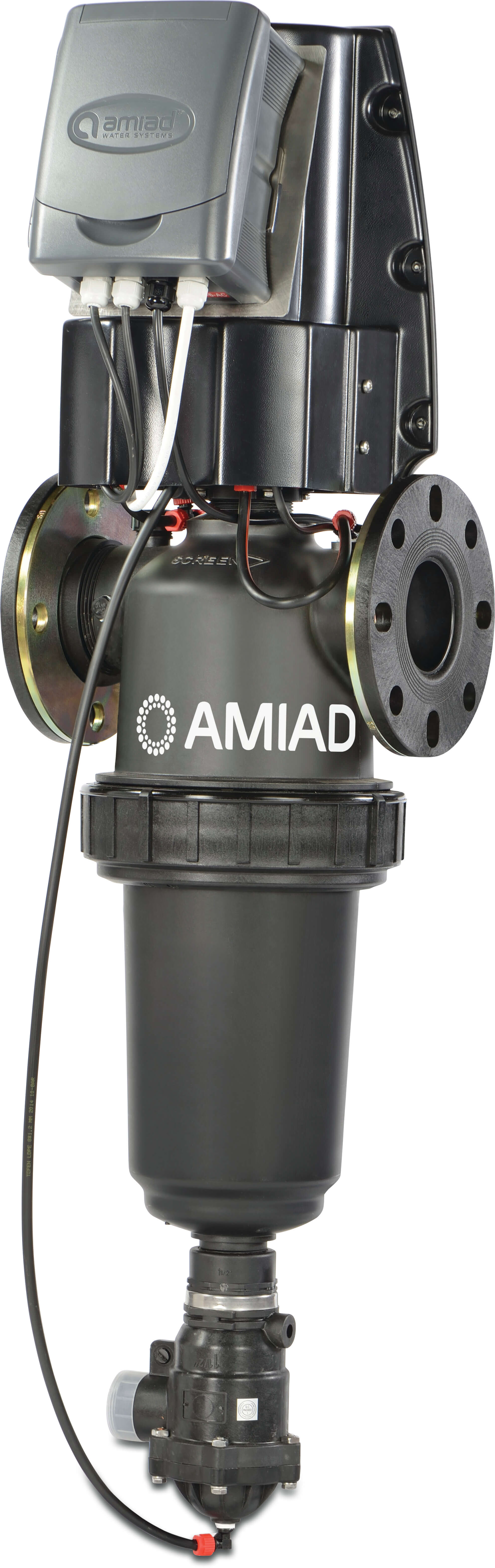 Amiad Automatic screen filter nylon 3" flange 8bar 130micron 0,13 mm stainless steel 316 24VAC black type TAF 750
