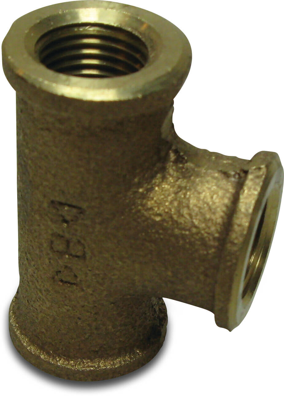 Nr. 130 T-koppling 90° brons 1/4" invändig gänga 25bar