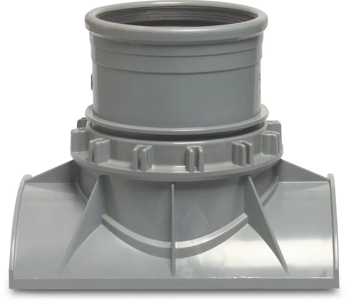 Drainage glue saddle PVC-U 315 mm x 160 mm SN8 screw inlet x ring seal grey KIWA/KOMO