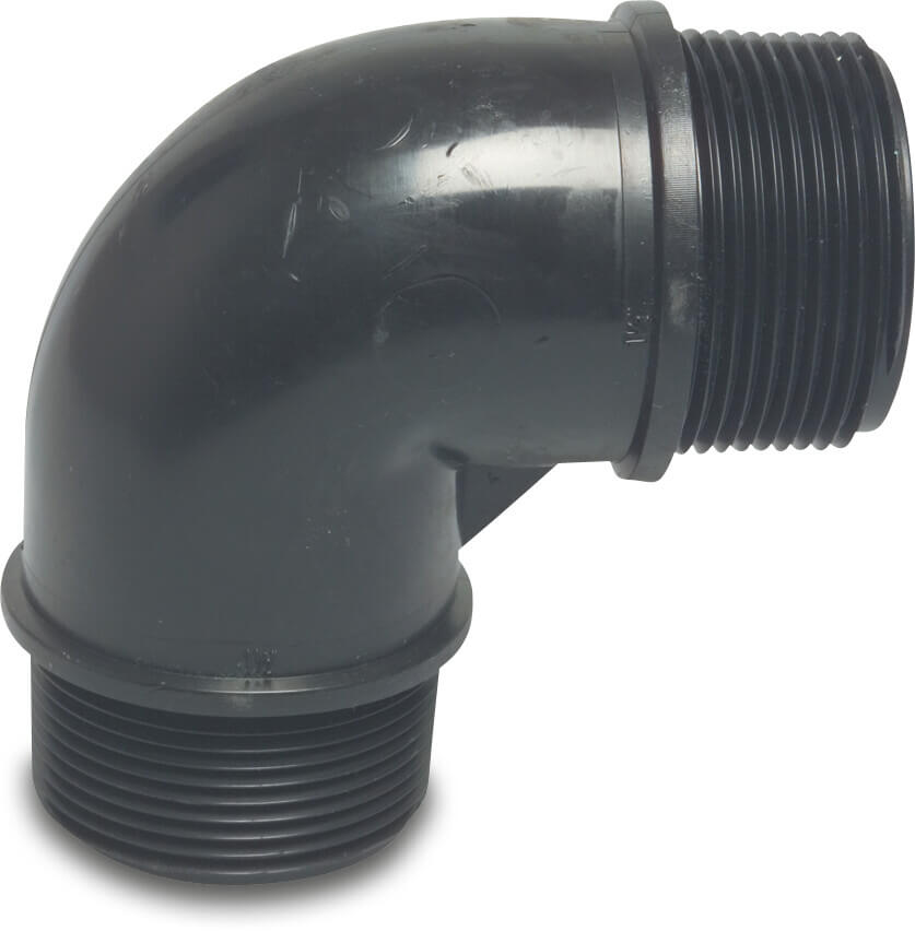 Coude à 90° PP 3/4" filetage mâle 10bar noir