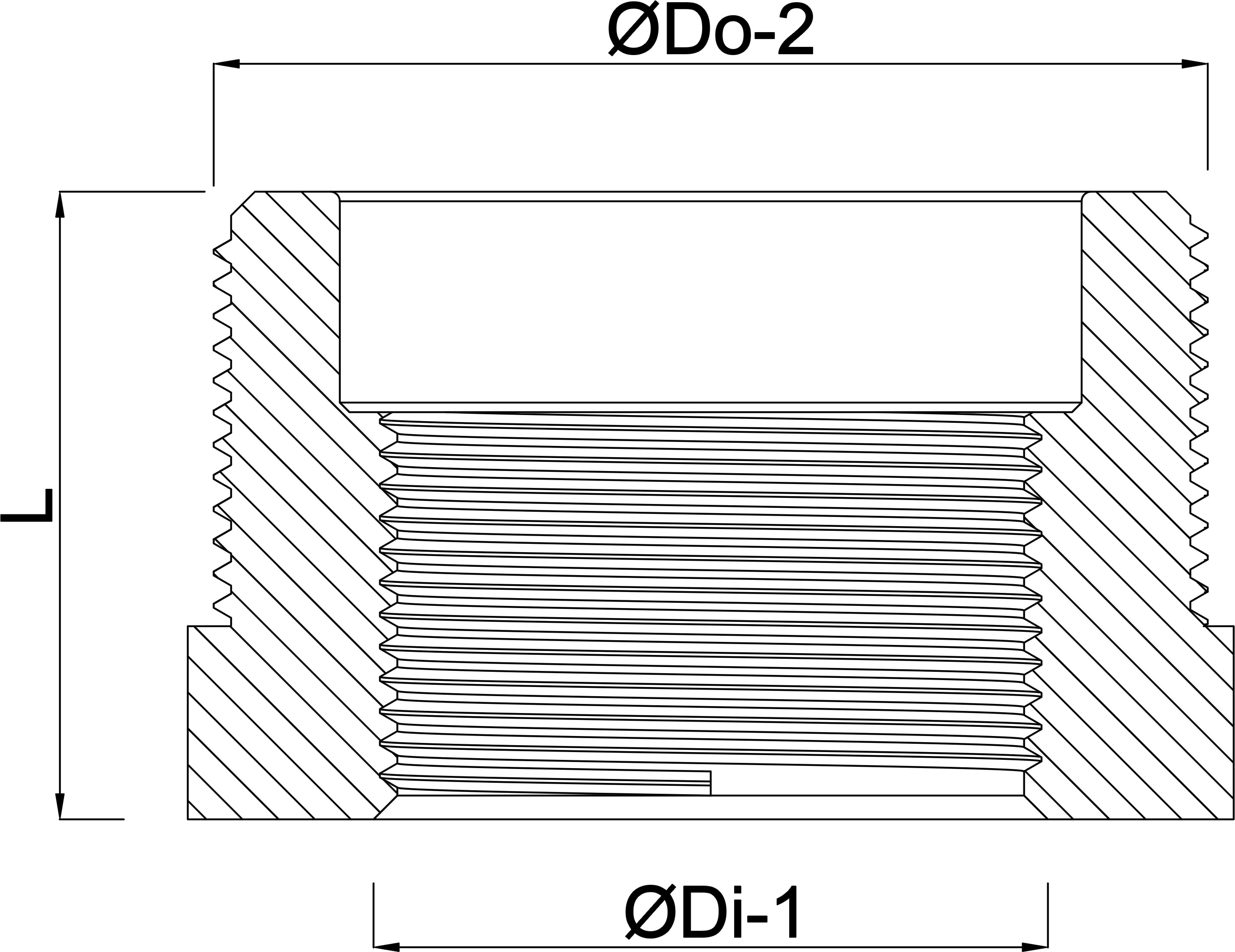 Profec Nr. 241 Reduzierstück Gusseisen Schwarz 2" x 1 1/2" Außengewinde x Innengewinde 25bar DVGW