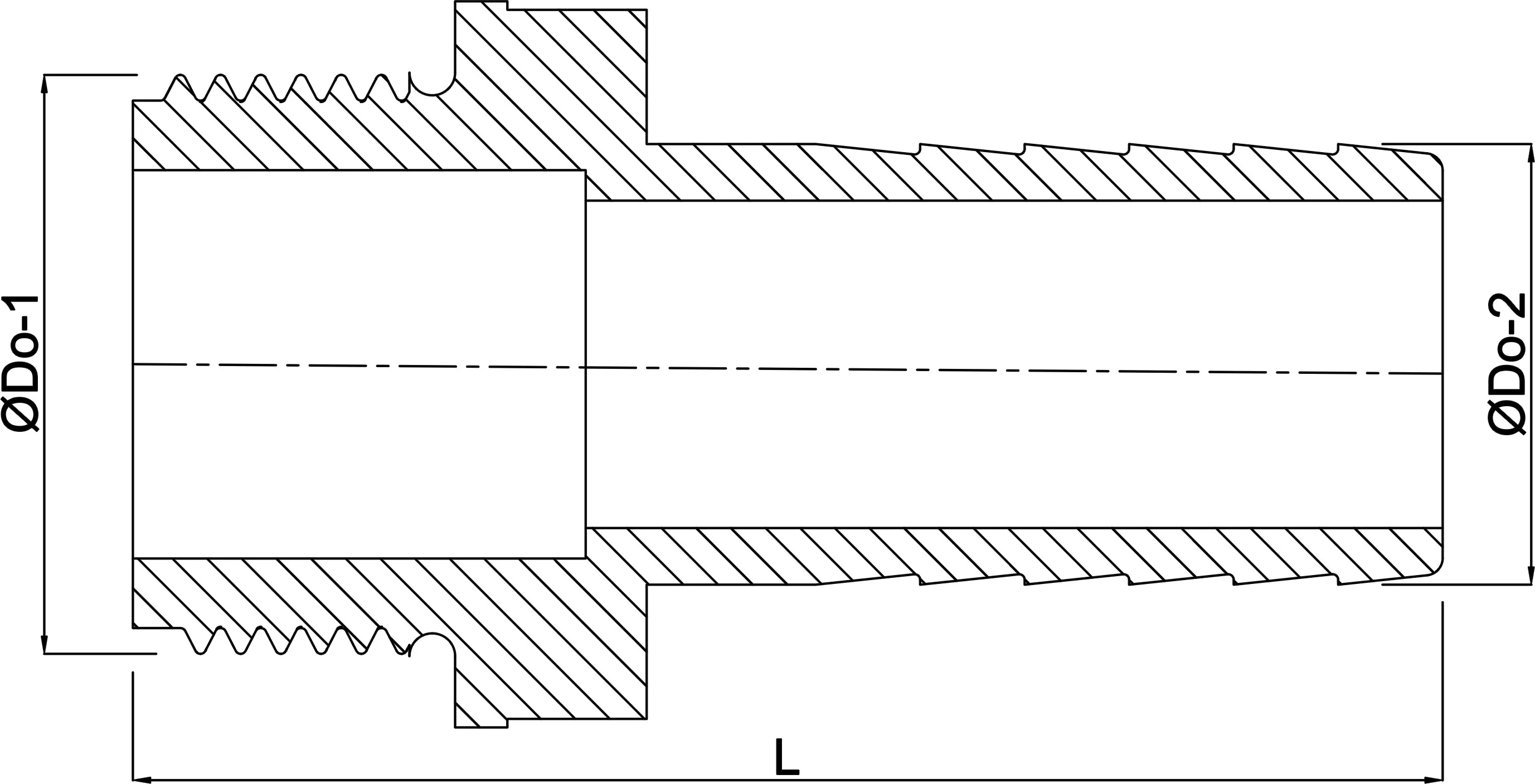 Profec Slangestuds messing 2 1/2" x 63 mm udvendig gevind x slangestuds 30bar
