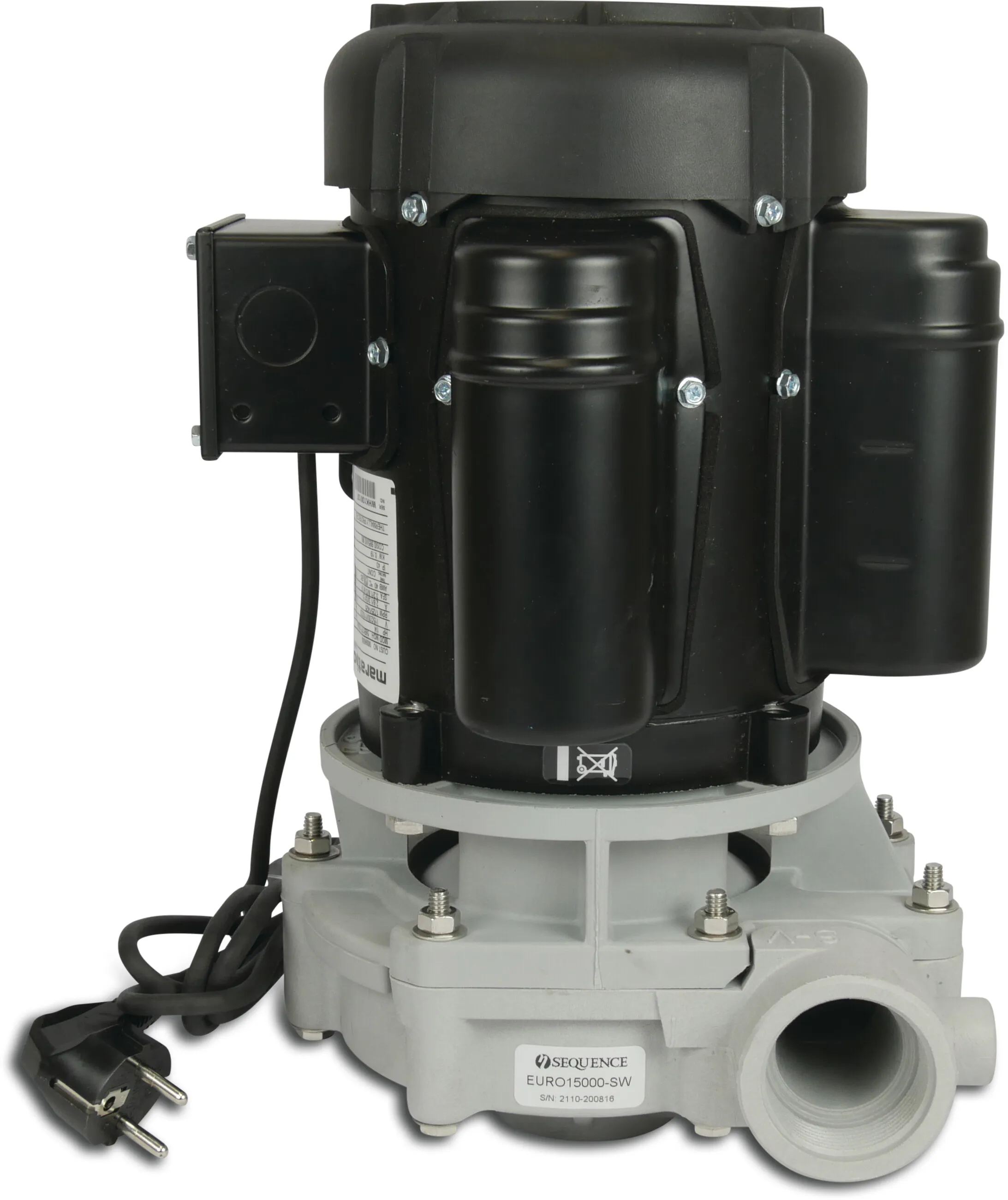 Centrifugalpumpe PP DN40 x 1 1/2" x DN40 x 1 1/2" indvendig gevind 1,18A 230VAC sort/hvid type Sequence EURO15000-SW