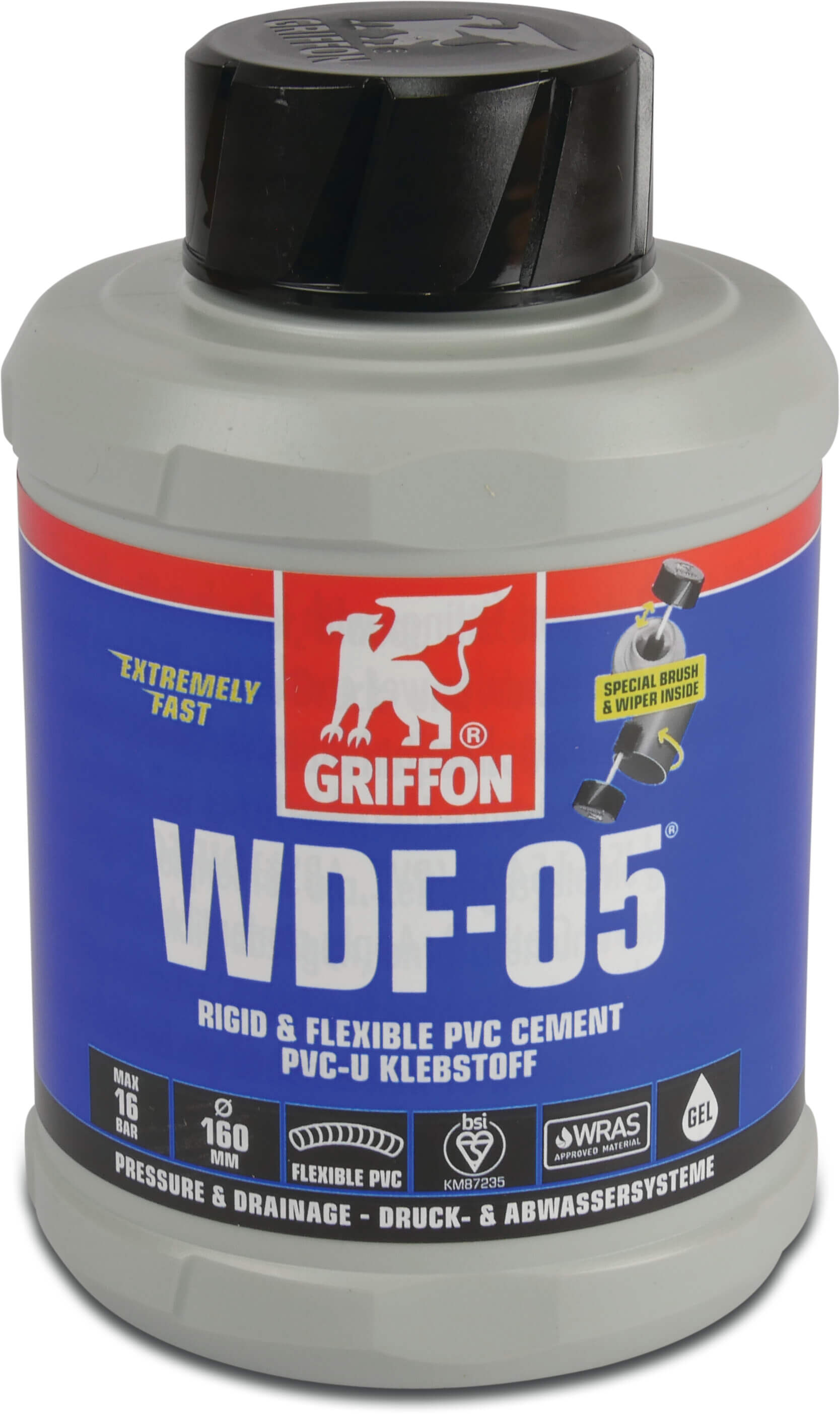 Griffon Colle pour PVC 0,5ltr avec brosse WRAS type WDF-05 étiquette NL/FR