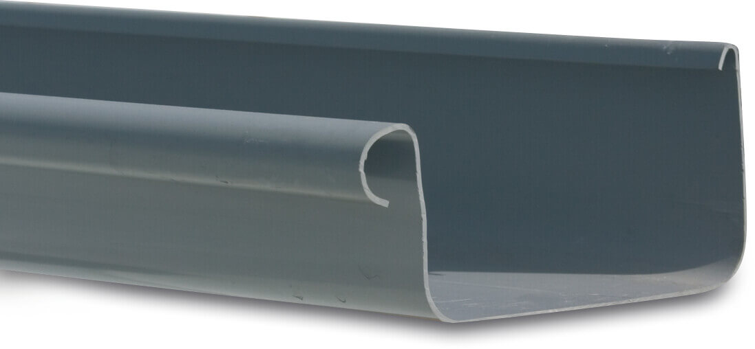 Square gutter PVC-U 187 mm grey 6m