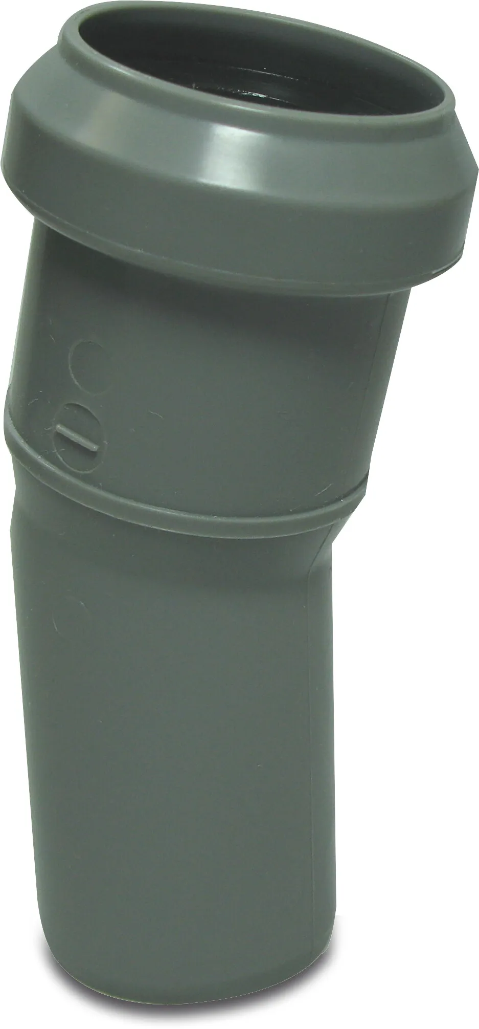 Bogen 15° PP 110 mm Stutzen x Steckmuffe Grau
