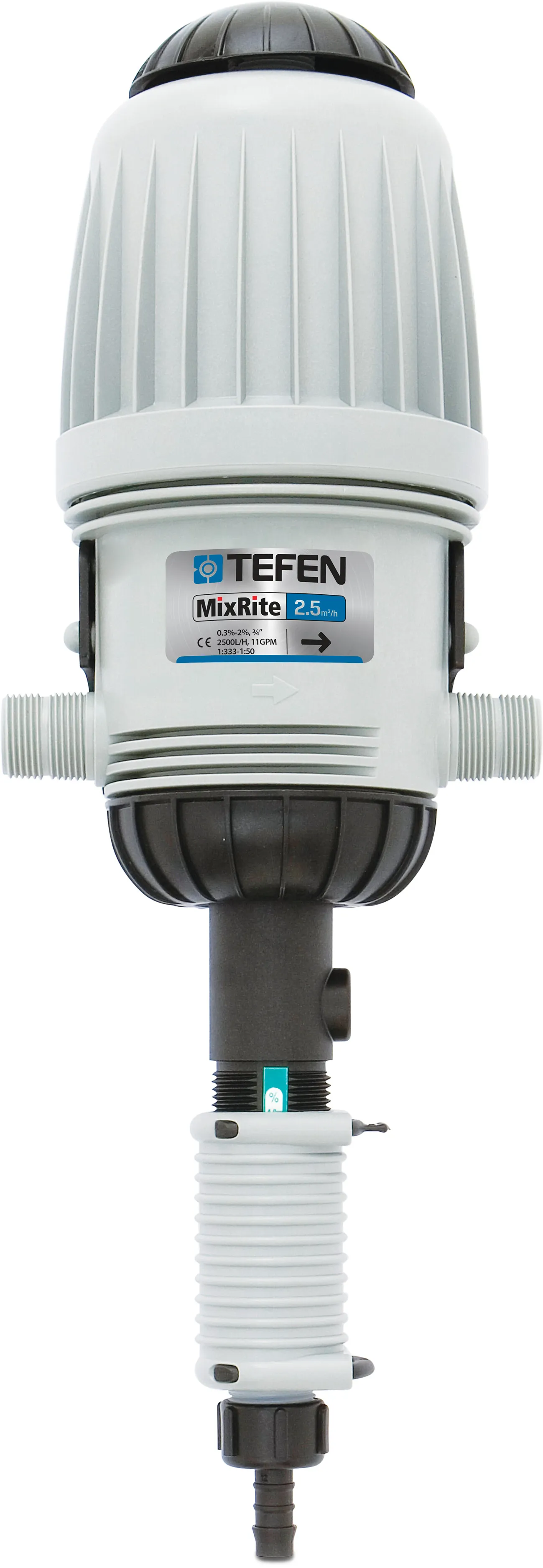 Tefen Dosierpumpe 3/4" x 16 mm x 3/4" Außengewinde x Schlauchtülle x Außengewinde Typ MixRite 2.5 On/Off PVDF 0.4% - 4%