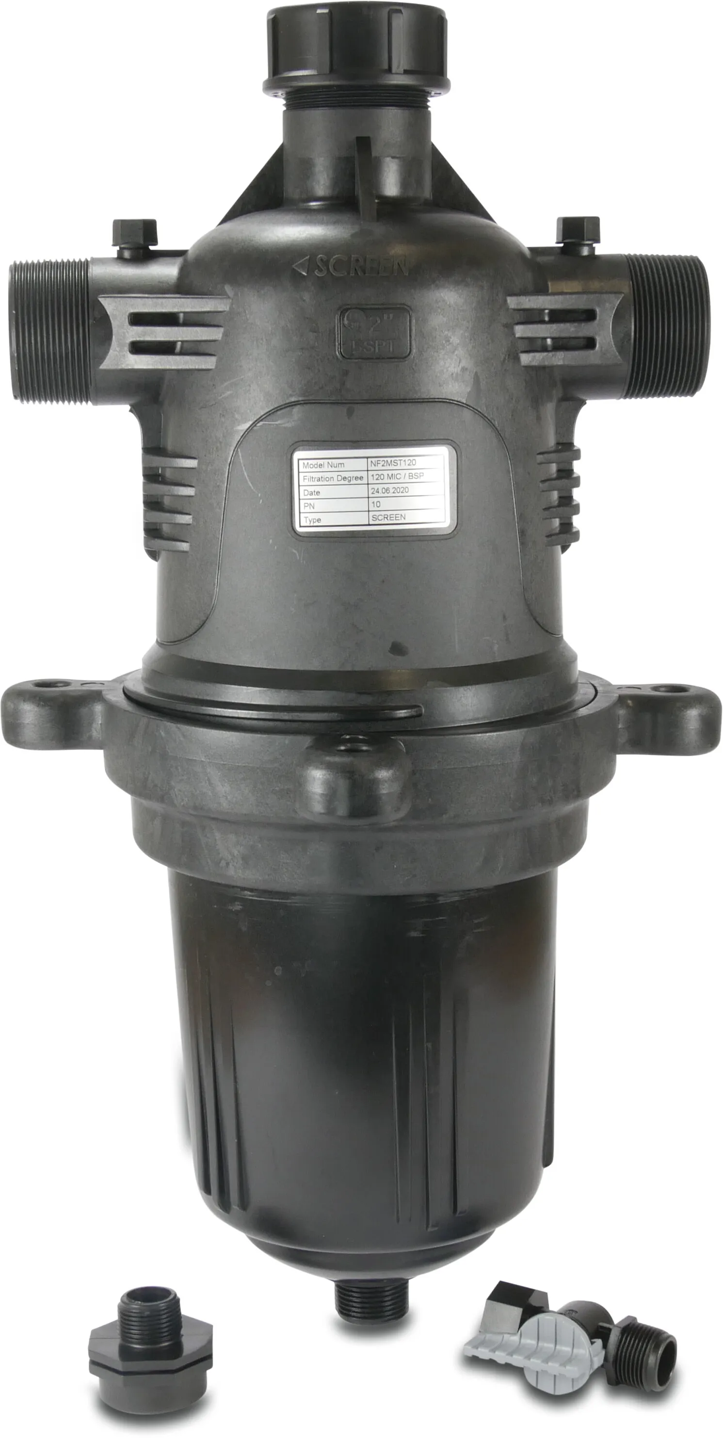 Tavlit Filtre manuel renforcé de fibre de nylon 2" filetage mâle 10bar 120micron disc noir type Adir T Super