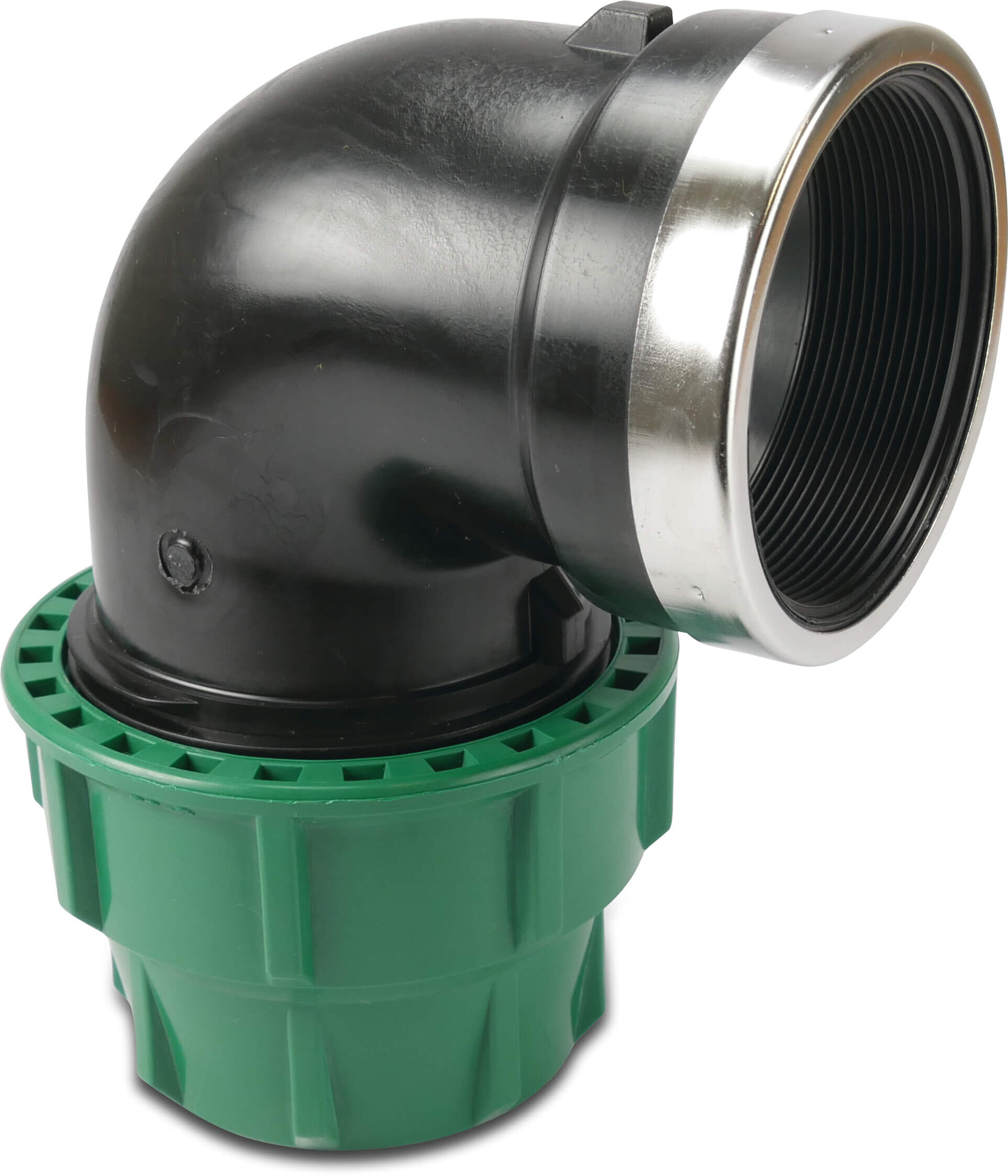 VDL Elbow 90° PP 50 mm x 1 1/4" compression x female thread 16bar black/green