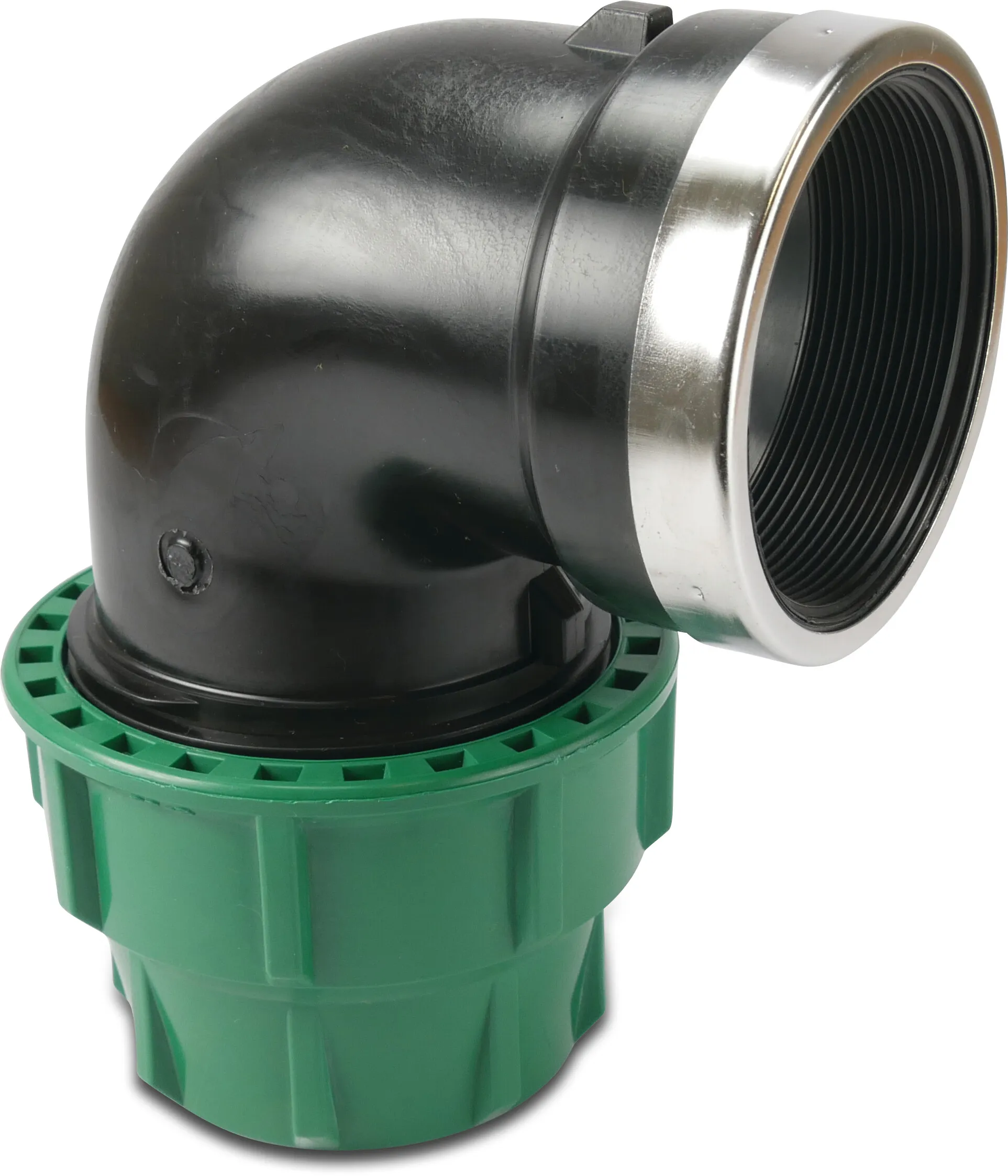 VDL Knie 90° PP 16 bar knel x binnendraad zwart/groen