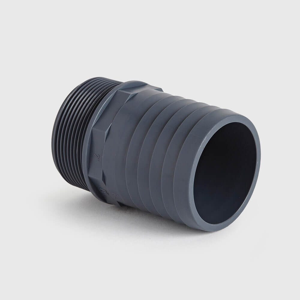 Embout de tuyau PP 1/2" x 13 mm filetage mâle x embout 6bar gris